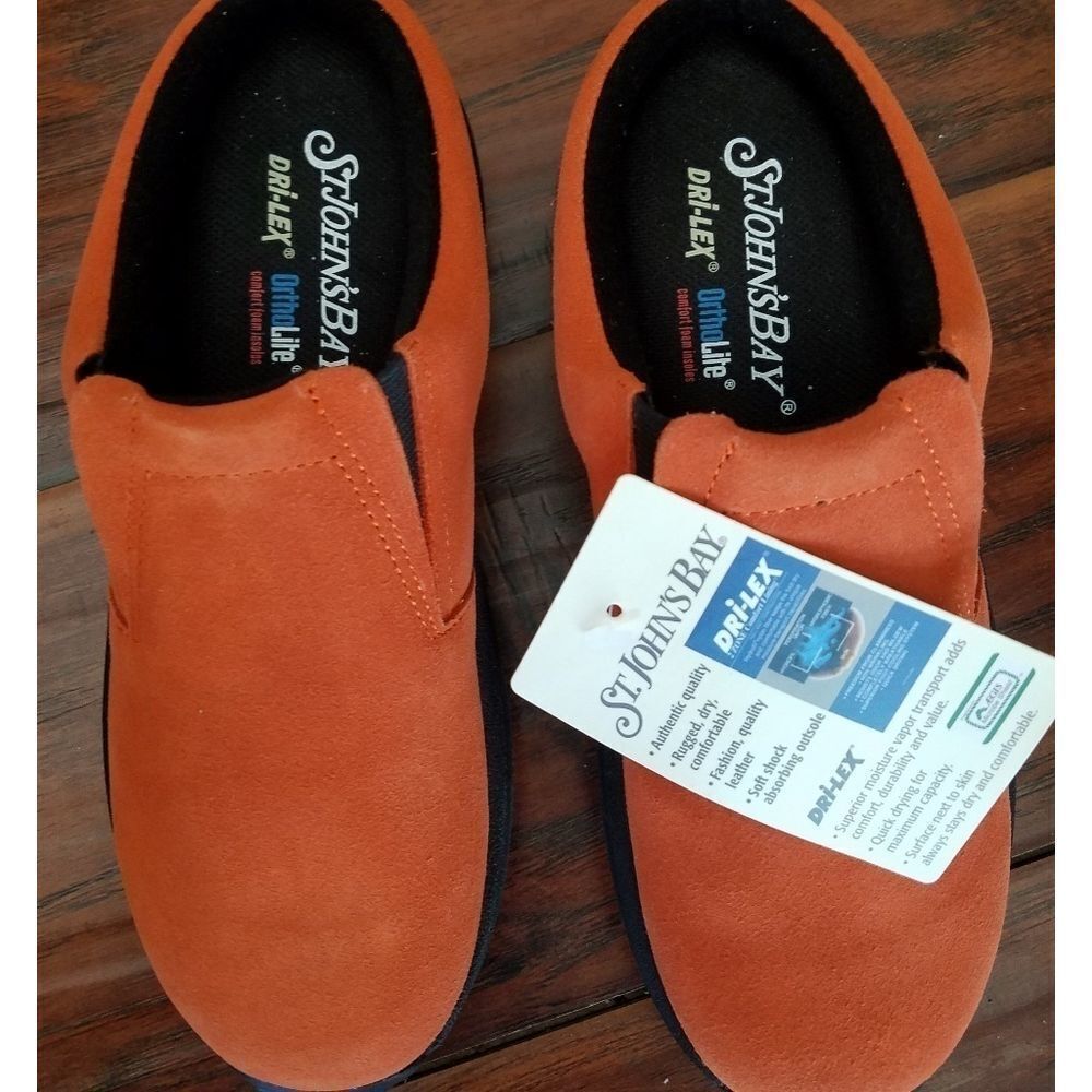 St. John’s Bay Women’s Slip-On Shoes Orange Suede Size 6.5 Casual Comfort